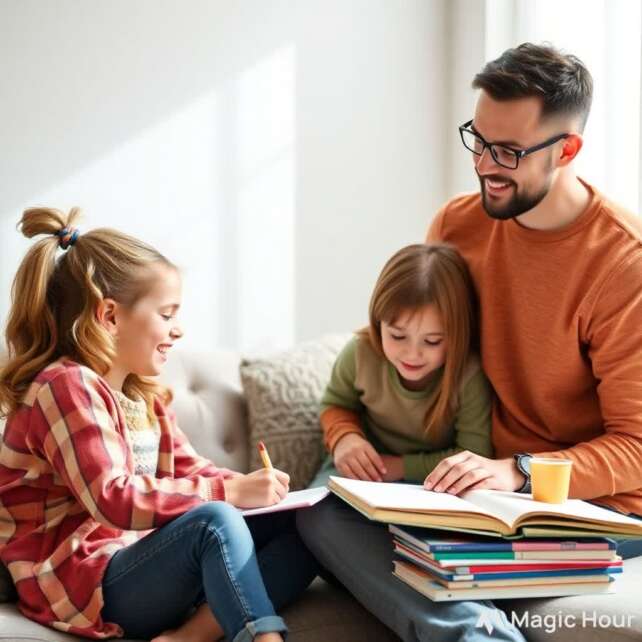 UK family home educating around kitchen table in 2025