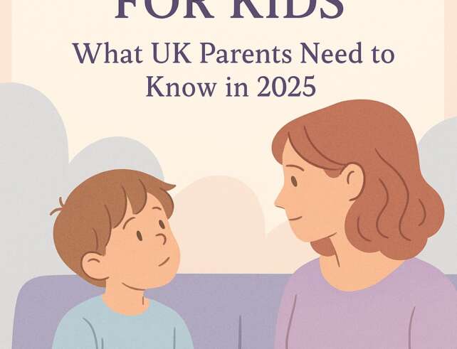 A soft-toned digital illustration showing a parent gently closing a laptop while a child sits nearby in cosy evening light. The image features the blog title “Social Media Curfews for Kids” and Darling Mellow branding at the bottom.